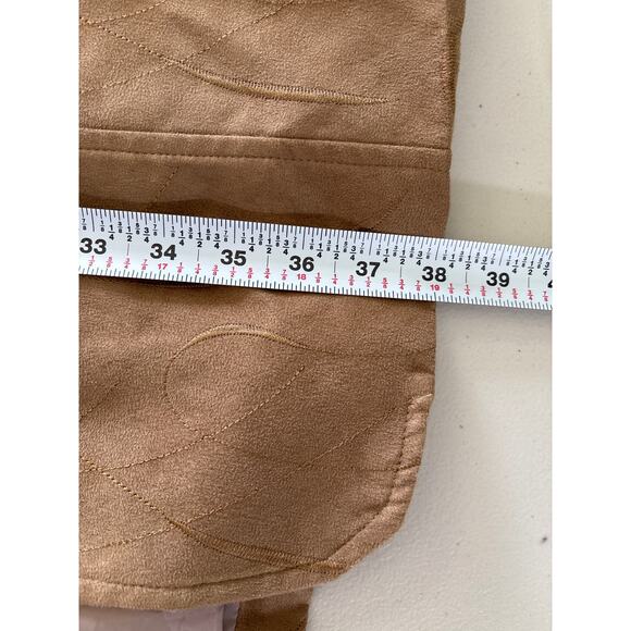 Annalese Womens Large Brown Suede 3 Button Velvet Embroidered Trench Coat Jacket - Picture 5 of 9